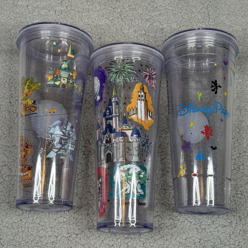Disney Parks Starbucks Tumbler Lot of 3 Venti 24oz Resort Kingdom Castle Mickey